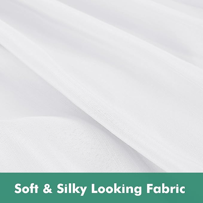 Biscaynebay Wrap Around Bed Skirts with Split Corners for Queen Beds 15" Drop, White Adjustable Elastic Dust Ruffles Easy Fit Wrinkle Resistant Silky Luxurious Fabric Machine Washable