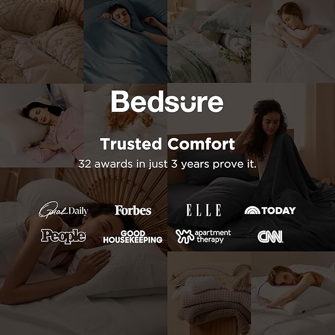 Bedsure Queen Sheet Set - 4 Pieces Soft Queen Size Sheets - Breathable & Cooling - Hotel Luxury - Easy Care Polyester Microfiber Bedding for Women, Men, Bright White