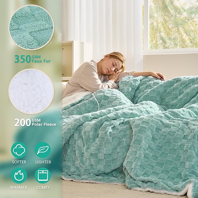 Electric Blanket Throw - Soft Checked Flannel with 6 Heating Levels, 4 Hours Auto-Off, Fast Heating, ETL & FCC Certified, Overheating Protection, Cozy Heated Blanket Throw (Green, 50"X60")