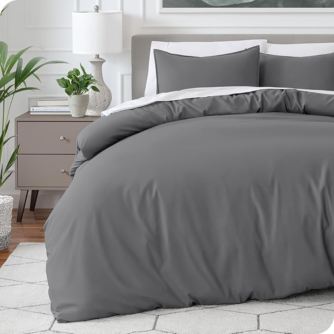 Bare Home Bedding Duvet Cover Extra Long Size - Premium 1800 Super Soft Collection - Lightweight, Cooling Duvet Cover - Soft Breathable Bedding (Twin/Twin XL, Grey)