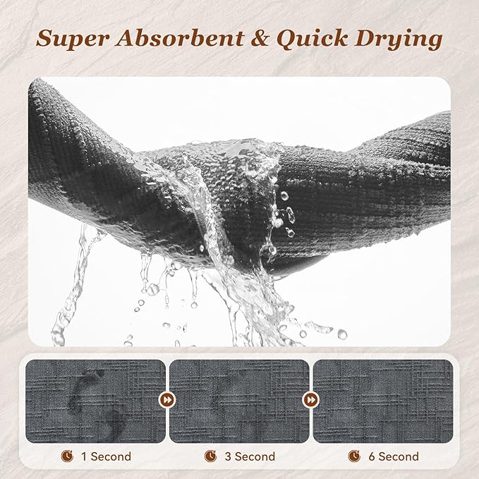 AMOAMI Bath Mat Non Slip Super Absorbent Quick Dry Bath Mats for Bathroom Floor Rubber Backing Washable Bathroom Rugs Modern Woven Jacquard Mat, Beside Tub Bath Rugs, 2' x 5', Darkgrey