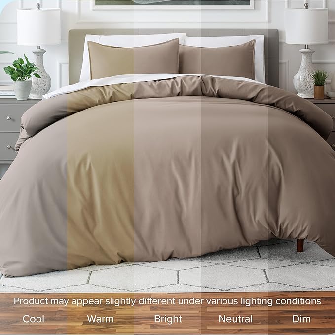 Bare Home Bedding Duvet Cover Oversized Queen - Premium 1800 Super Soft Collection - Lightweight, Cooling - Soft Breathable Bedding Duvet Cover (Oversized Queen, Taupe)