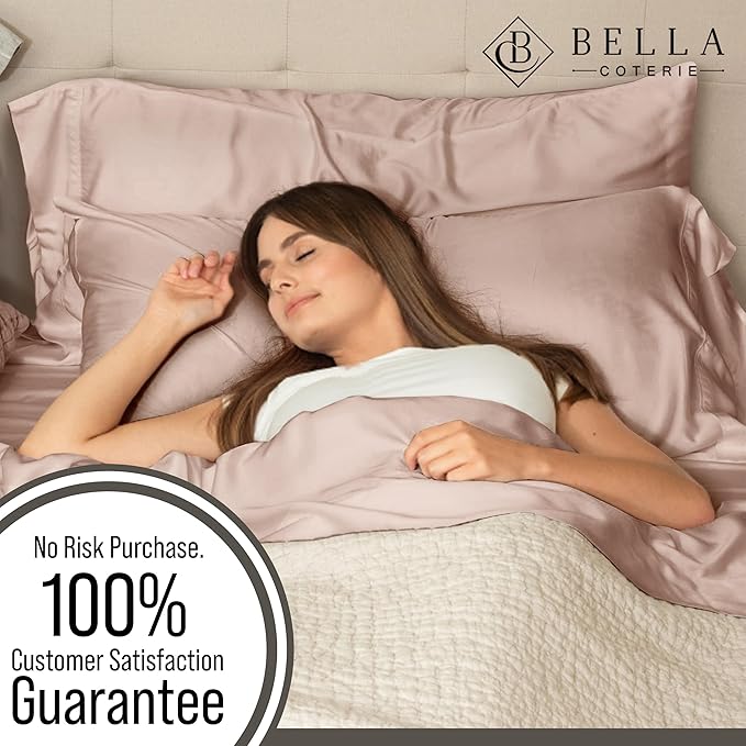 Bella Coterie Luxury Bamboo Viscose Full Size Sheet Set | 100% Organically Grown | Ultra Soft | Cooling for Hot Sleepers | 18" Deep Pocket [Dusty Rose]