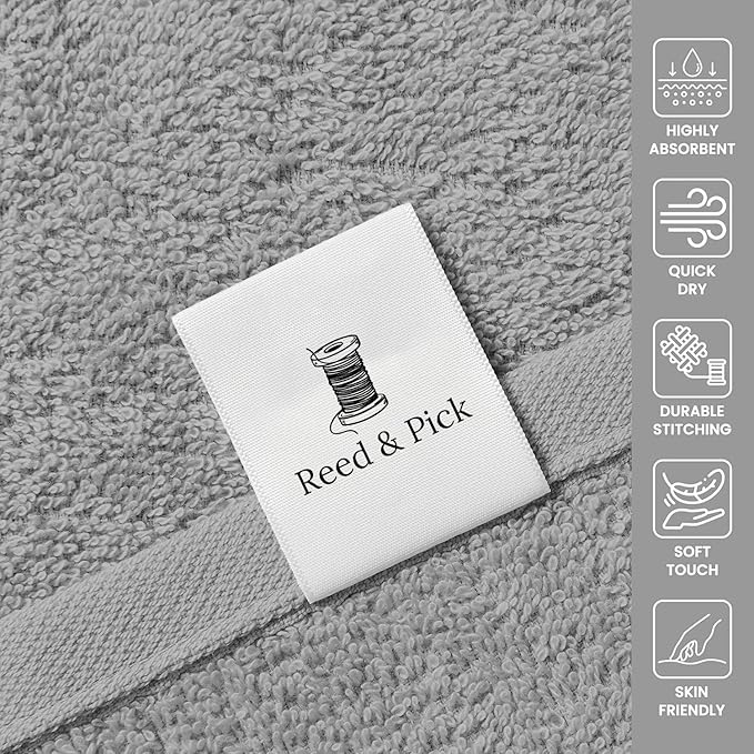 Reed&Pick Hand Towels (Pack of 24) Grey Economy Towels Salon Towels - 100% Cotton Spa Towel – 16 x 26 Inches Highly Absorbable, Facial Towel Gym Hair Face Towel Bulk