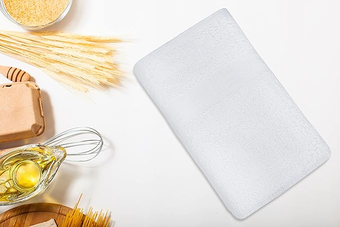 (Pack of 12 White Bath Towels Bulk 22x44 Inches -Economy Cheap Bath Towels for Commercial Uses, Gym, Salon, Spa & Hair -Lightweight Bath Towels Quick Drying -Bath Towels Sets Bulk