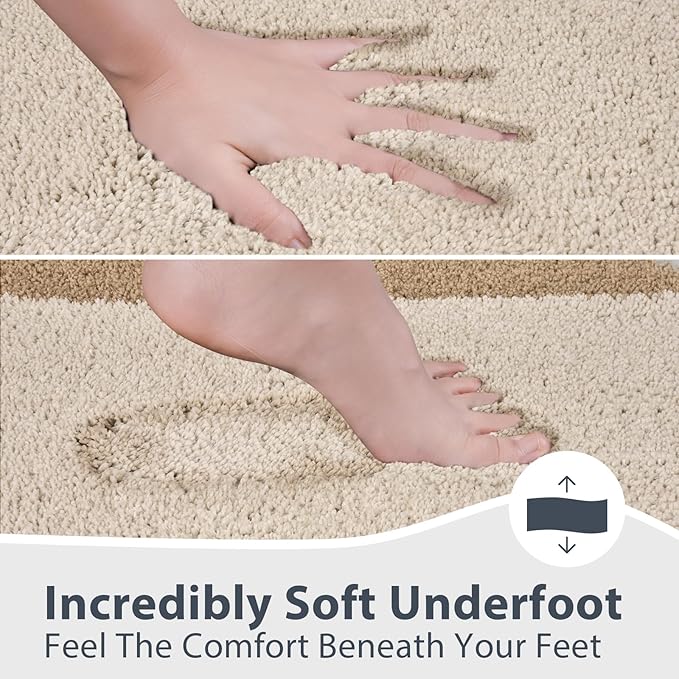 Bathroom Rugs 20" x 30", Non-Slip Extra Soft Absorbent Bath Rugs, Machine Washable Quick Dry Bath Mats for Bathroom Floor, Shower, Bathtub and Sink, Beige & Grayish Brown