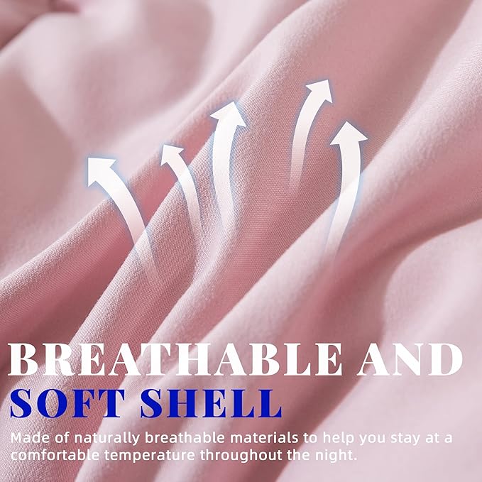 Cosybay Down Alternative Comforter (Pink/Light Grey, Full) - All Season Soft Quilted Full Size Bed Comforter - Duvet Insert with Corner Tabs - Winter Summer Warm Fluffy, 82x86inches