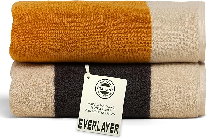 Towels - Ultra Soft, Thick and Plush, Reversible - 2 PC Luxury Hand Towels (16"x 28"), 550 GSM,100% Combed Cotton, Made in Portugal, Perfect for Home and Bathroom,Amber Charcoal-Janus