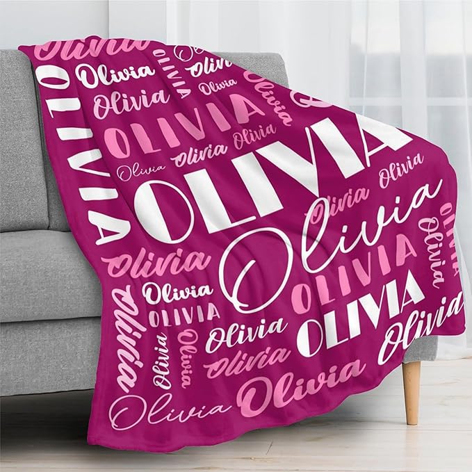 Name Blanket Personalized Blanket for Adult Kids Flannel Customize Throw Blanket Custom (Color 30, 60 x 80 Inches)