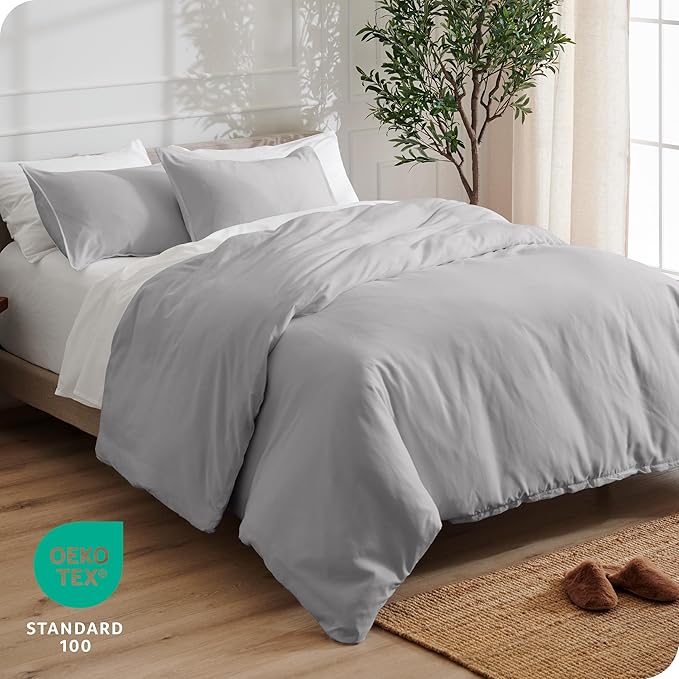 Bare Home Bedding Duvet Cover Oversized King Size - Premium 1800 Super Soft Collection - Lightweight, Duvet Cover - Soft Textured Bedding (Oversized King, Light Grey)