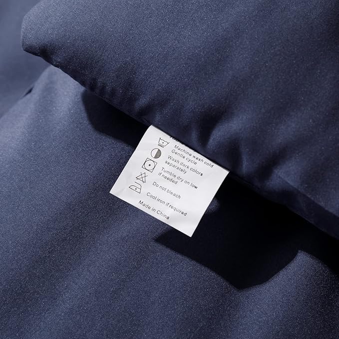 ROSGONIA Comforter Full Size for Boys Teen Girls Navy Blue, 3pcs (1 Blue Comforter & 2 Pillowcases), Lightweight Dorm Bedding Soft All Season Bed Set