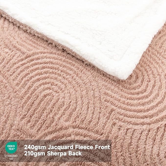 Heated Throw Blanket Electric - 50"x60" Cozy Soft Jacquard Heating Blanket with 4 Heat Levels & 4 Hours Auto-Off, Electric Throw with Overheating Protection, Warm Gifts, Brown