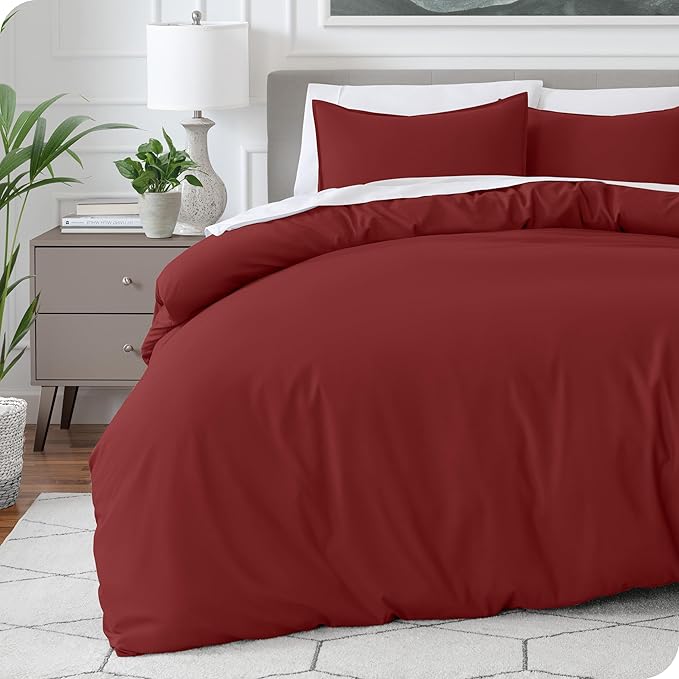 Bare Home Bedding Duvet Cover Queen Size - Premium 1800 Super Soft Collection - Lightweight, Cooling - Soft Breathable Bedding Duvet Cover (Queen, Rosewood)