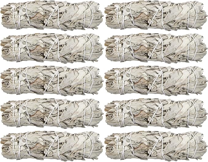 Bulk White Sage Smudge Sticks (10 Pack) | Wholesale Premium Sage Bundles | Burn for Cleansing, Smudging, Removal of Negative Energy from House/Office, Stress Relief | Sustainably Grown