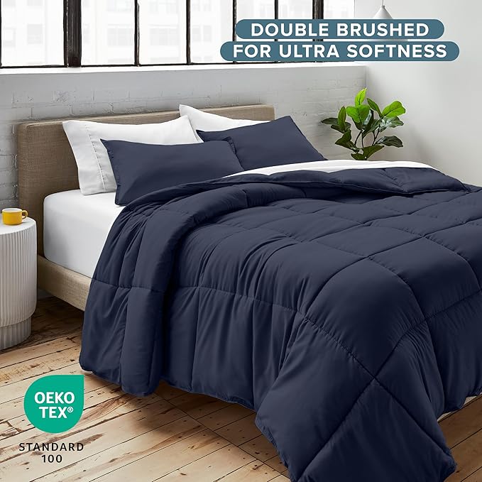 Bare Home Comforter Set - Full Size - Ultra-Soft - Goose Down Alternative - Premium 1800 Series - All Season Warmth (Full, Midnight Blue)