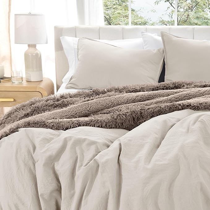 Bare Home Microfiber Duvet Cover Set - Ultra Soft Washed Microfiber - Oversized King Size - Linen-Like Look - Easy Care - Breathable Fabric - Our Softest Duvet Cover Set (Oversized King, Fog)