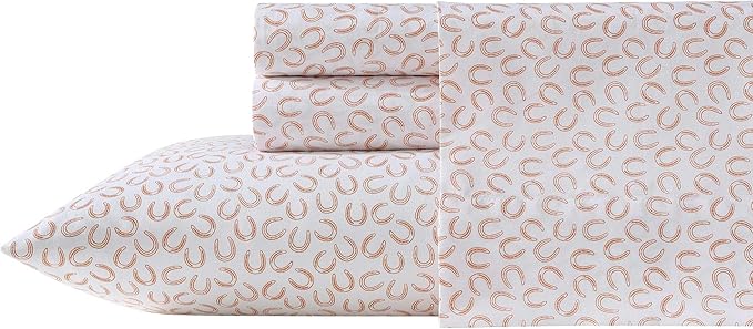 Wrangler - Queen Sheet Set, Super Soft & Cozy Bedding with Matching Sham(s), Casual Luxurious Bedding Set, Yellowstone Inspired, Oeko-Tex Certified (Horseshoe Orange, Queen)