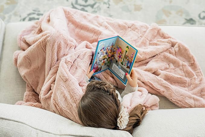 Minky Couture Sorbet Blanket - Ultra-Soft Throw for Silky Smooth Comfort - Premium Decorative Throw Blanket - Midweight, Breathable Fabric - Machine Washable Monster, Blush
