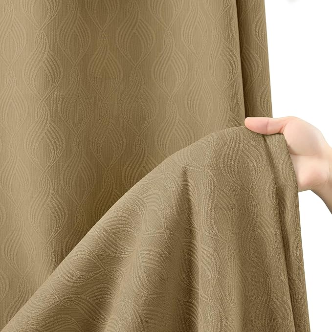 Awellife Modern Farmhouse Shower Curtains for Bathroom Fabric Brown Cotton Touch Bohemian Geometric 72" L X 72" W