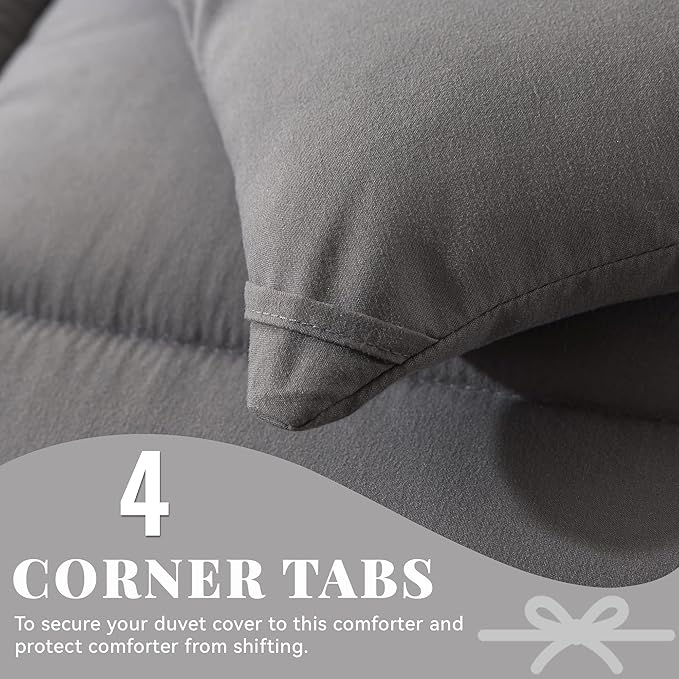 Cosybay Down Alternative Comforter (Dark Grey, King)- All Season Soft Quilted King Size Bed Comforter - Duvet Insert with Corner Tabs - Winter Summer Warm Fluffy, 102x90 inches