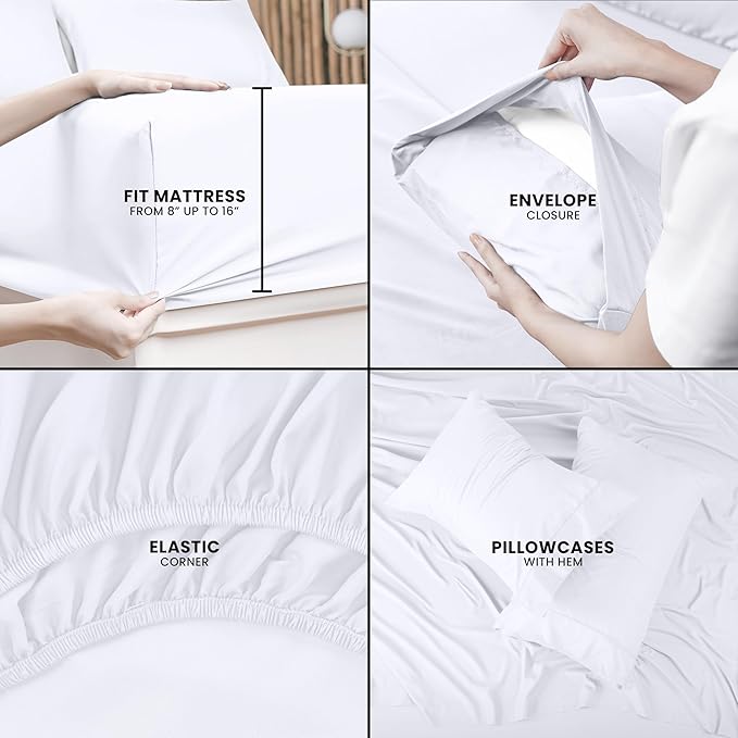 Utopia Bedding California King Sheet Set – 4 Piece Bed Sheets for Cal King Size Bed, Soft and Breathable Microfiber, Includes 1 Fitted Sheet, 1 Flat Sheet and 2 Pillowcases (White)