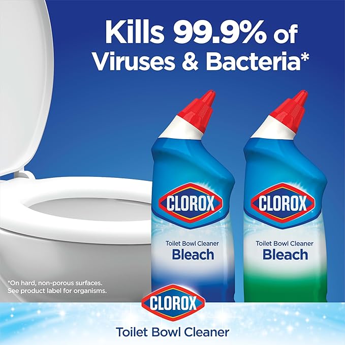 Clorox Toilet Bowl Cleaner Bleach, Rain Clean, 24 Fluid Ounces, Pack of 2 (Package May Vary)