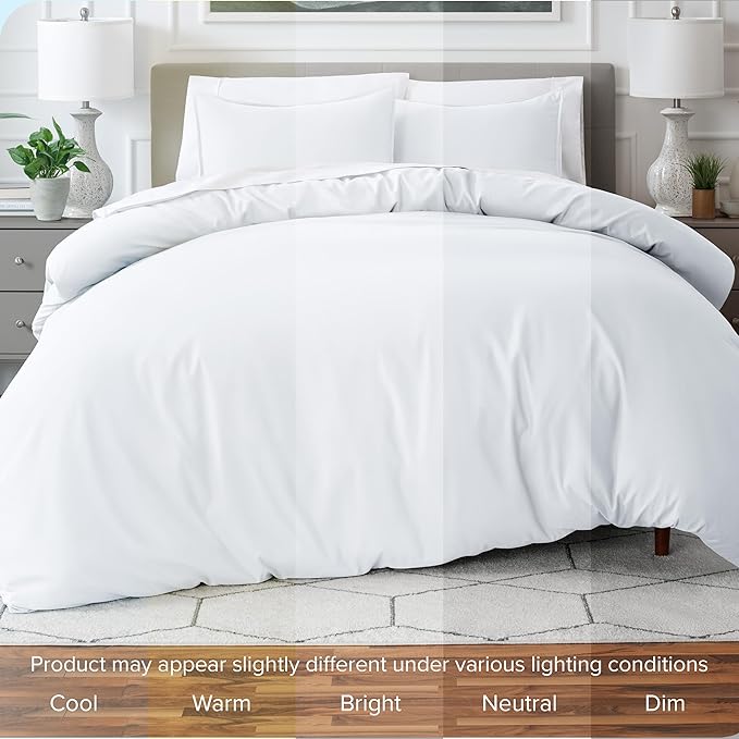 Bare Home Bedding Duvet Cover Oversized Queen Size - Premium 1800 Super Soft Collection - Lightweight, Cooling Duvet Cover - Soft Breathable Bedding (Oversized Queen, White)