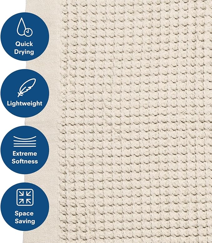 ONSEN Supima Cotton Waffle Bath Mat – Bathroom Rug, Washable Rug, Bathroom Floor Mat – Ultra-Absorbent, Quick-Dry, Soft & Durable Luxury Cotton - Oatmeal, 20x30 in