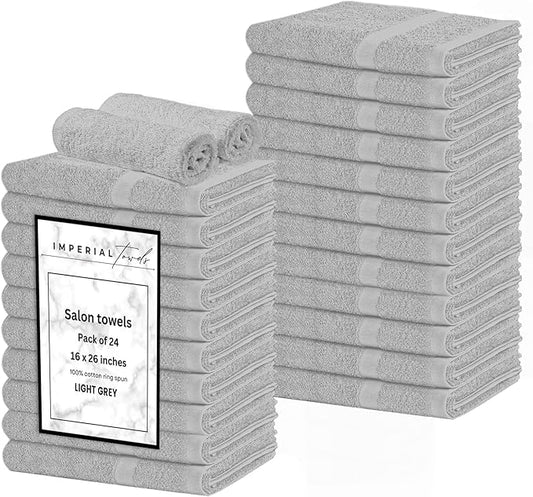 Hand Towels (Pack of 24) Grey Economy Salon Towels - 100% Cotton Spa Towel – 16 x 26 Inches Highly Absorbable, Facial Gym Towel, Hair Towels Face Towel Bulk
