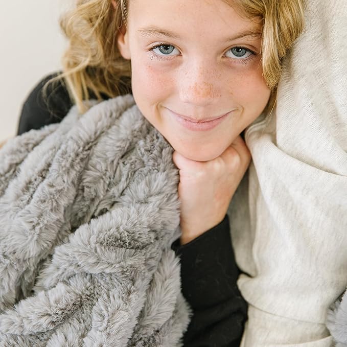 Minky Designs Ash Gray Minky Blanket – Ultra Soft Faux Fur Throw Blanket for Couch, Bed & Home – Fluffy, Warm & Luxurious – Chic Collection (Large, 60x72)