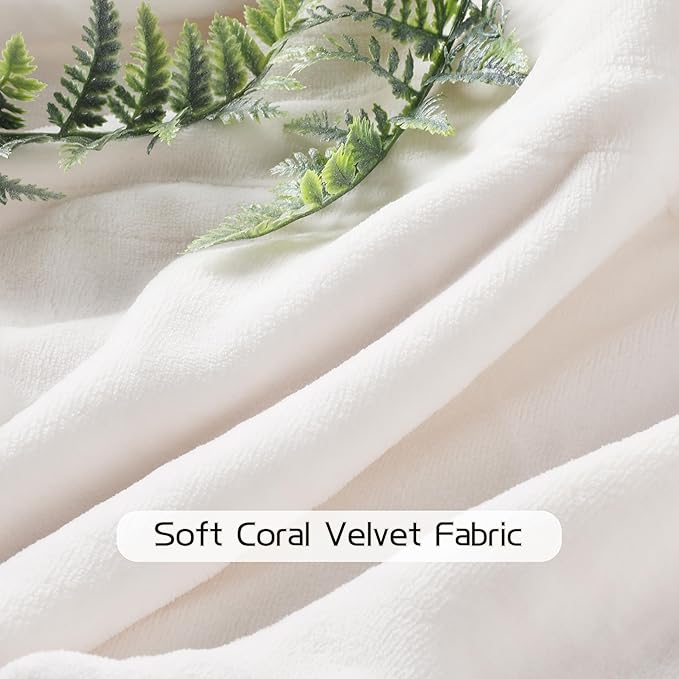 Electric Heated Blanket 72"x84" Full Size, Soft Coral Fleece with 4 Heating Levels and 10 Hours Auto-Off, Machine Washable, Cozy Plush Fabric for Home, White