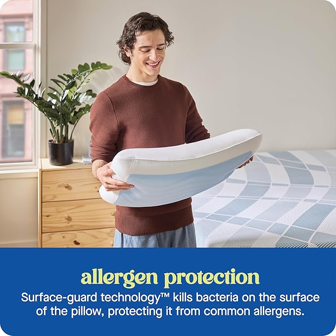 SEALY Dreamlife Standard Size Memory Foam Cooling Pillow with SealyChill Cooling Gel, Removable Machine-Washable Cover, Designed and Built in The USA