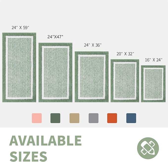 CozeCube Bath mats for Bathroom Non Slip, Fluffy Absorbent Microfiber Bath mat Washable, Aesthetic Bathroom Rugs, Long Sage Green Bath mat, Sage Green, 47" x 24"