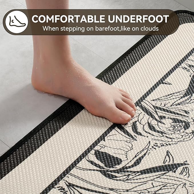 Bathroom Rugs, Ultra Thin Bath Mat Fit Under Door Super Absorbent Non Slip Quick Dry Bath Mat, Rubber Backing Shower Mat Outside Shower