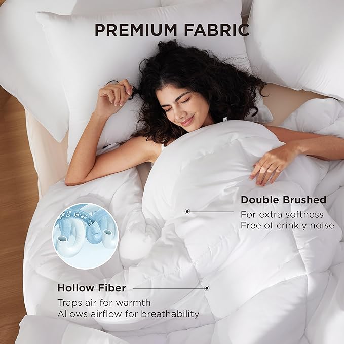Bedsure Comforter Duvet Insert - Quilted Comforters Twin Size, All Season Duvet, GentleSoft Down Alternative Bedding, with 8 Tabs, Gifts for Women/Men, White, Twin 88 x 68 Inches