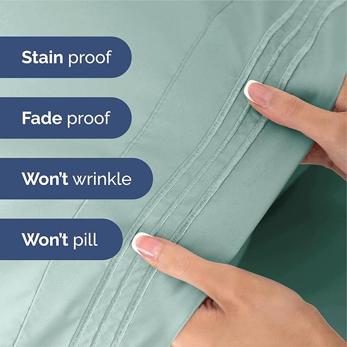 King Size 4 Piece Sheet Set - Extra Soft, Breathable & Cooling Sheets - Hotel Luxury Durable Bed Sheets for Women & Men - Deep Pockets, Easy-Fit & Wrinkle-Free Sheets - Light Teal Oeko-Tex Bed Sheets