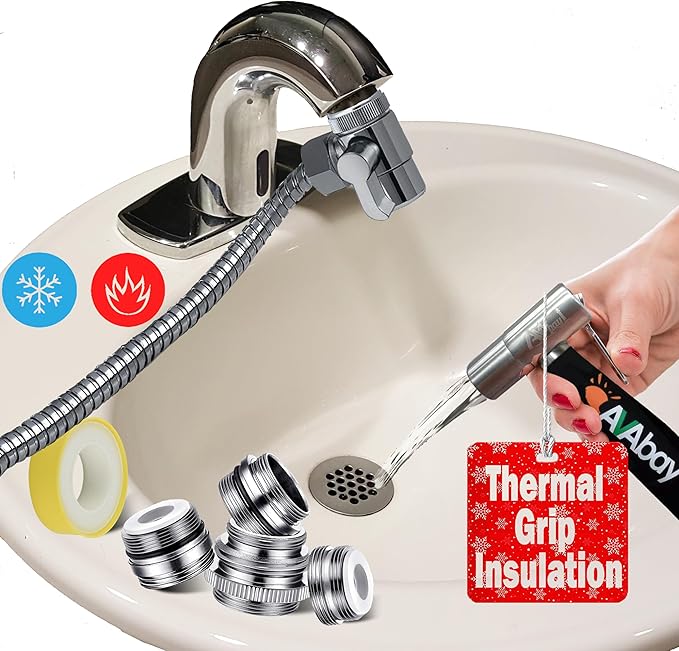 AVAbay® Sink Faucet Handheld Bidet Sprayer for Toilet I Bidet Attachment for Warm & Cold Water I Long 80" Hose Perfect for Feminine Hygiene, Cloth Diaper, Bathroom Toilet Cleaning