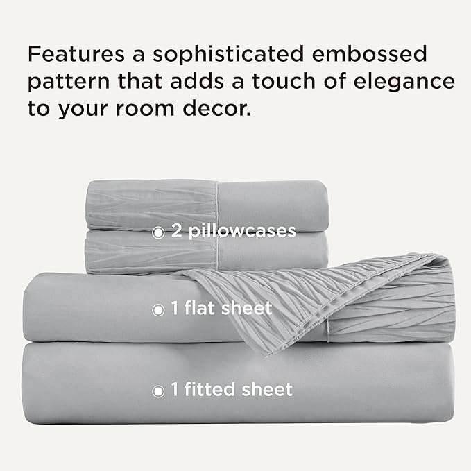 Bedsure Twin XL Sheet Sets Dorm Bedding - 3 Pieces Soft Extra Long Twin Sheets, Hotel Luxury, Easy Care Microfiber for Women, Men, Grey