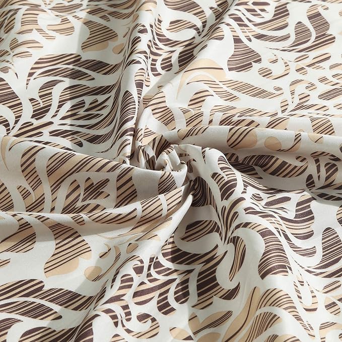 Brown Fabric Shower Curtain, Tan and Golden Printed Boho Paisley Damask Pattern Shower Curtains for Bathroom, Waterproof Bathroom Curtains, 72" W x 72" H