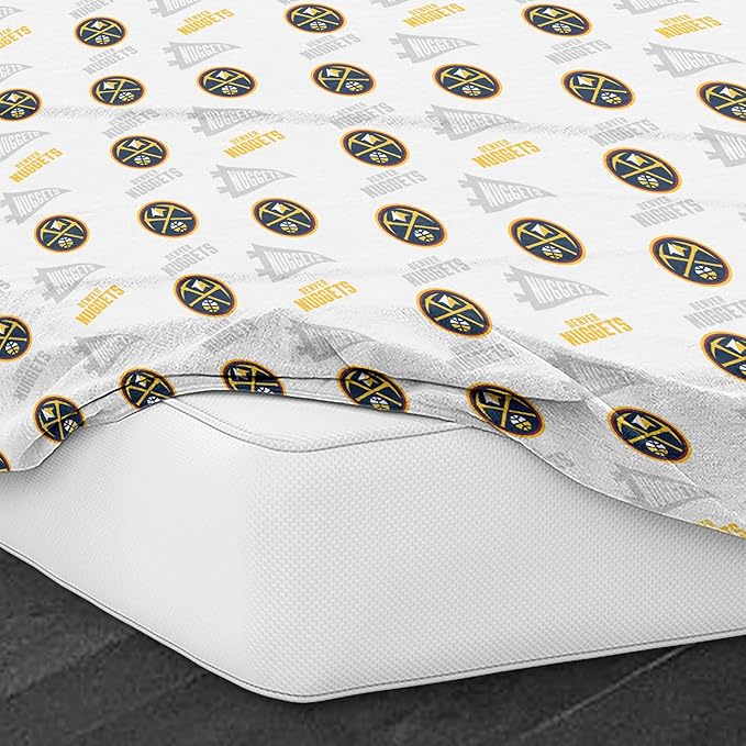 Northwest Officially Licensed Denver Nuggets NBA Twin Size Sheet Set – Soft Team Logo Bedding for Dorms, Bedrooms, Fan Caves & Game Day Style