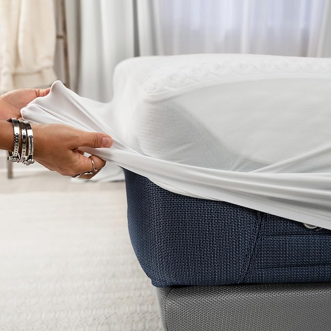 Bedgear Split Head Cal King Dri-Tec Mattress Protector – Waterproof, Breathable, Washable, Adjustable Base Compatible – Deep Pocket Fitted Pad Fits 18” Mattress – White