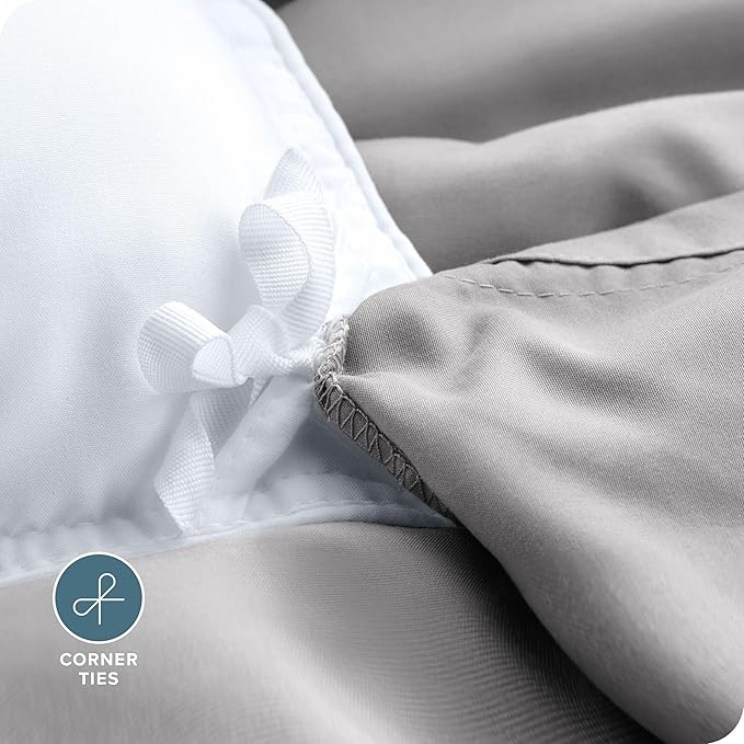 Bare Home Bedding Duvet Cover King Size - Premium 1800 Super Soft Collection - Lightweight, Cooling - Soft Breathable Bedding Duvet Cover (King, Light Grey)