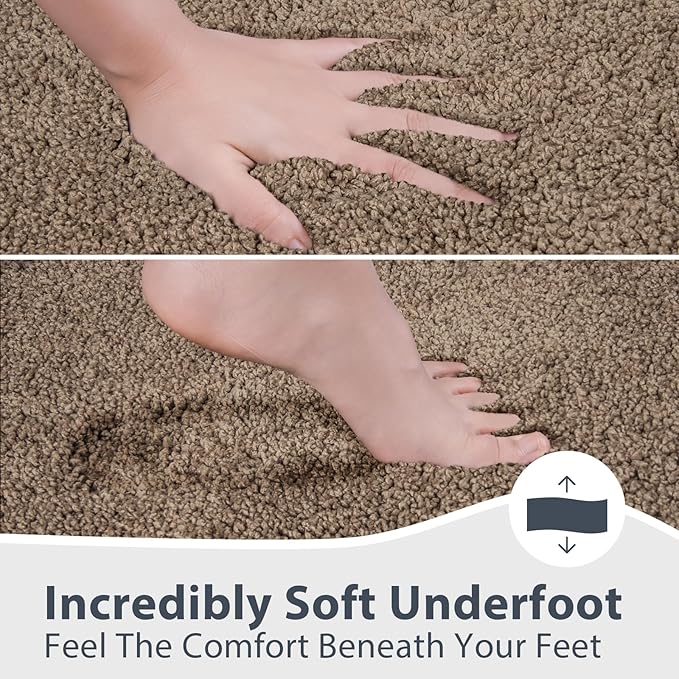 Bathroom Rugs 24" x 60", Non-Slip Extra Soft Absorbent Bath Rugs, Machine Washable Quick Dry Bath Mats for Bathroom Floor, Shower, Bathtub and Sink, Grayish Brown & Coffee