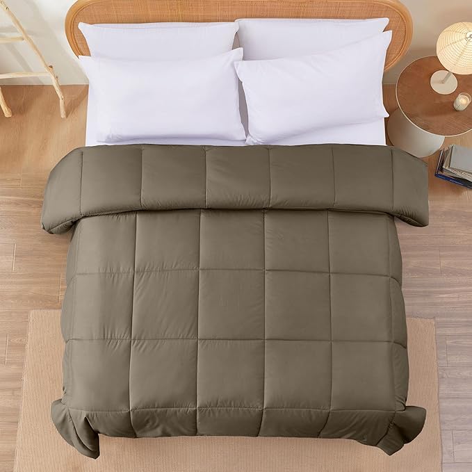 Modern Threads Down Alternative Reversible Comforter Taupe/Champagne Queen