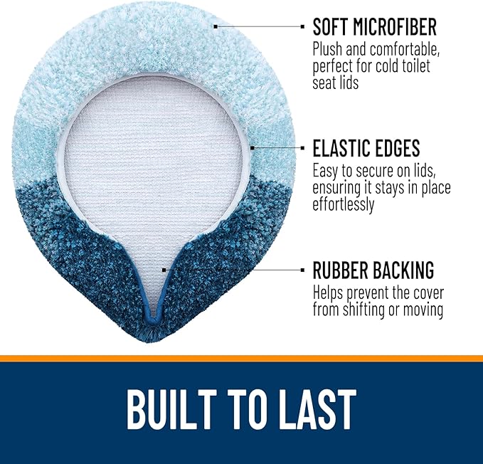 OLANLY Soft Microfiber Bathroom Toilet Lid Cover, Machine Washable Covers, 17.5x15, Stays in Place Rubber Backing, Fits Most Round, Elongated and Oblong Lids, Accessories Decor, Peacock Blue