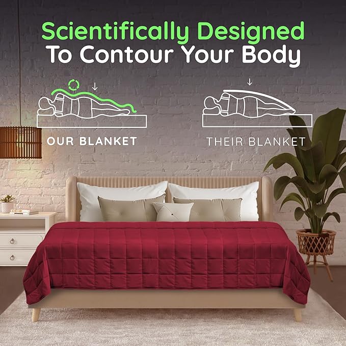 HomeSmart Products Weighted Blanket Queen Size 30lbs - Breathable, Hypoallergenic Soft Fabric, Extra Heavy Blanket Red Burdundy