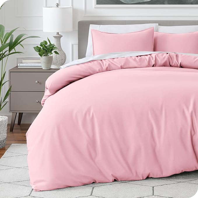 Bare Home Bedding Duvet Cover Extra Long Size - Premium 1800 Super Soft Collection - Lightweight, Cooling - Soft Breathable Bedding Duvet Cover (Twin/Twin XL, Light Pink)