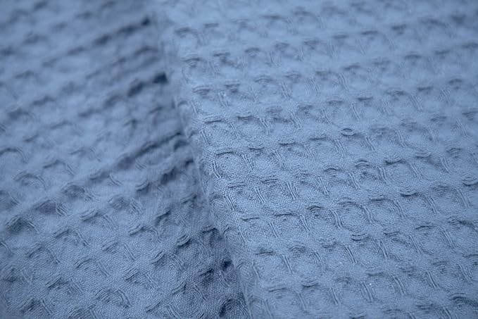 HILLFAIR 100% Combed Cotton Blanket– King Size Bed Blankets– Warm Soft All Season Breathable Lightweight Summer Blankets– Waffle Weave Home Decor Bed Blanket- Blue King Bed Cotton Blankets/Bedcovers