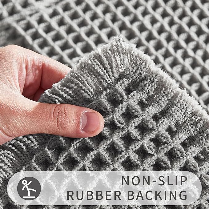 Bath Matts,Upgraded Waffle Super Absorbent Bath Mat,Bathroom Rugs Non Slip Washable, Quick Dry Shower Mats, Ultra Soft Bath Mats for Bath Floor,Grey,24"*36"