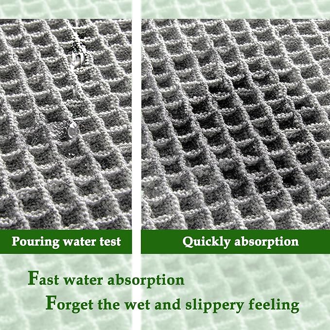 ZALL Grey Waffle Bath Mat,Super Absorbent Non Slip Bathroom Rug,Gray 24x36inch,Machine Washable Ultra Soft Floor Mats